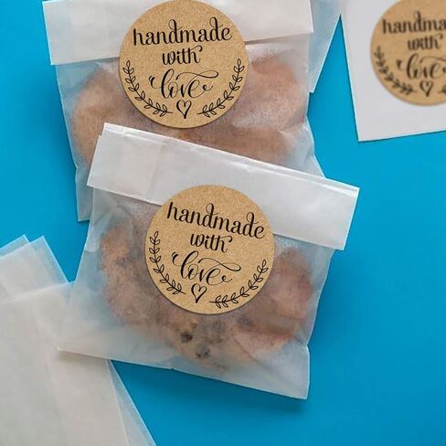 دائرية مقاس 1.4 سم مصنوعة يدويًا مع ملصقات الحب، 500 ملصق على الطراز الريفي لكل لفة، رائعة للهدايا، كختم مغلف أو لتزيين البطاقات وصفحات سجل القصاصات. in Kuwait