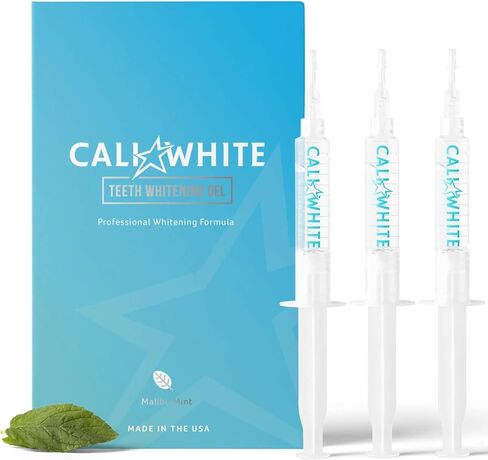 Cali White Teeth Whitening Strip Kit with LED Light + Batteries - Organic Peroxide Teeth Whitening Gel - Set of White Strips for Teeth Whitening - 2x5ml Syringes, Thermoform Whitening Trays & Case in Saudi Arabia