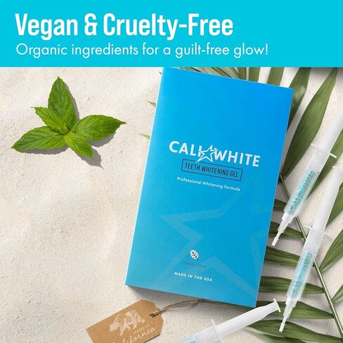 Cali White Teeth Whitening Strip Kit with LED Light + Batteries - Organic Peroxide Teeth Whitening Gel - Set of White Strips for Teeth Whitening - 2x5ml Syringes, Thermoform Whitening Trays & Case in Saudi Arabia