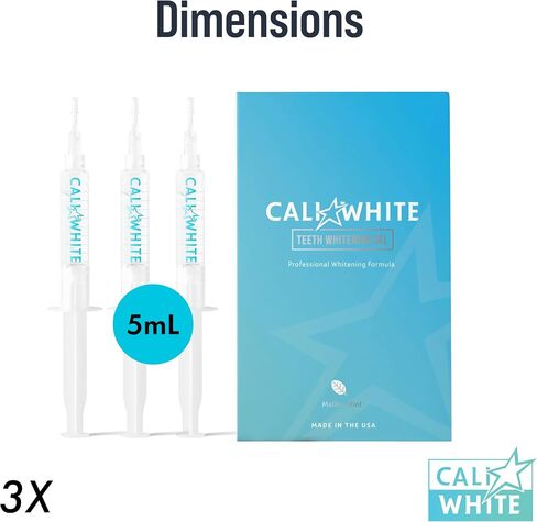 Cali White Teeth Whitening Strip Kit with LED Light + Batteries - Organic Peroxide Teeth Whitening Gel - Set of White Strips for Teeth Whitening - 2x5ml Syringes, Thermoform Whitening Trays & Case in Saudi Arabia