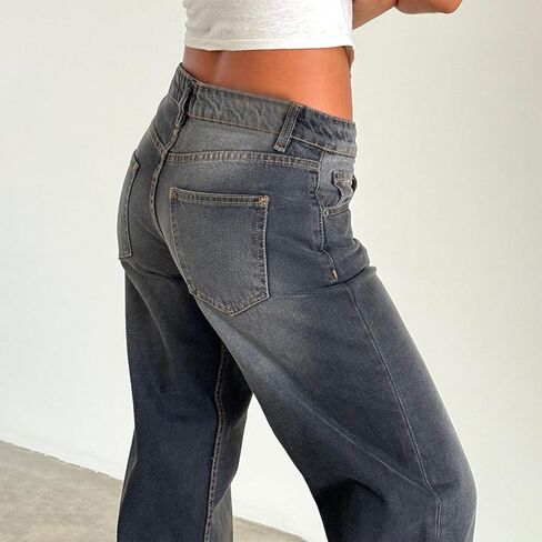 Giraropa Low Rise Baggy Jeans for Women Trendy Straight Wide Leg Y2K Boyfriend Jeans Denim Pants with Pocket Streetwear in Kuwait