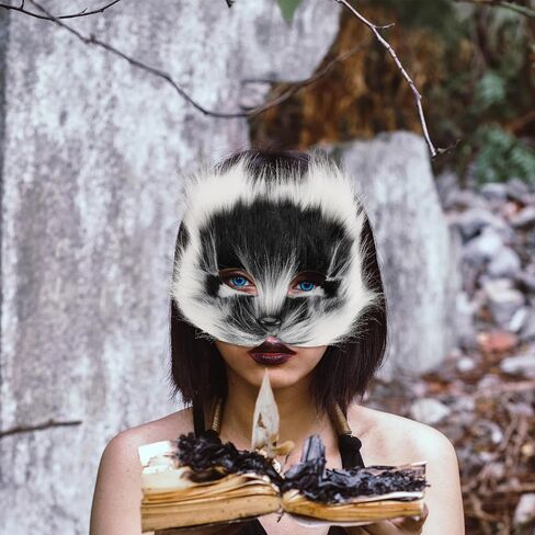 SAFIGLE 2024 قناع تيريان قناع ثعلب القط القطيفة قناع ثريان واقعي للقطط تيريان قناع حيوان قناع الهالوين قناع تنكر زي تنكري in Kuwait