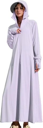 Women's UPF50+ Sun Protection Clothing Summer Long Tunic Maxi Beach Dresses Lightweight Swimsuit Cover Up in Kuwait