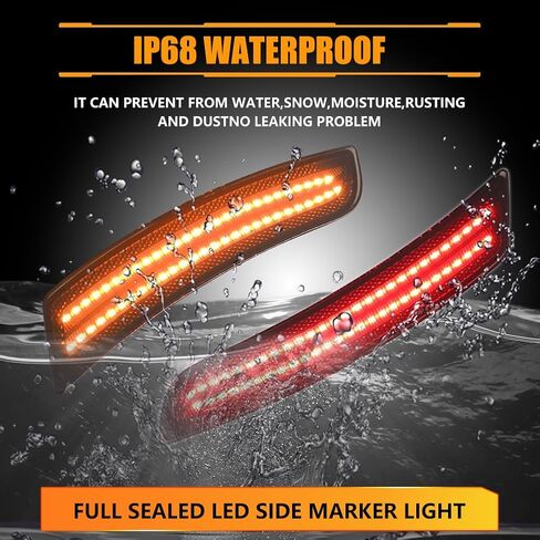 Front & Rear Fender LED Side Marker Lights for 2016 2017 2018 2019 2020 2021 Chevy Camaro, Camaro Smoked Lens Side Bumper Marker Lamps, Amber & Red LED Side Markers Turn Signal Lights, 4 PCS in Kuwait