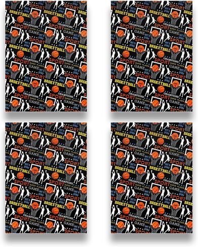 Geluode Basketball Wrapping Paper, Sports Theme Gift Wrapping Paper 4 Sheets 20x28 inches per Sheet, Birthday Gift Wrap for Boys Kids Men Basketball Lover Birthday Holiday in Saudi Arabia