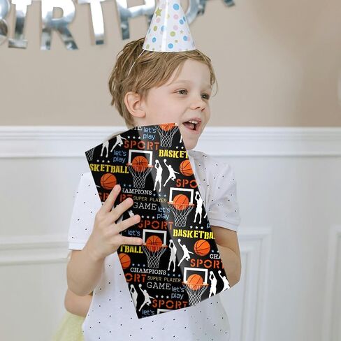Geluode Basketball Wrapping Paper, Sports Theme Gift Wrapping Paper 4 Sheets 20x28 inches per Sheet, Birthday Gift Wrap for Boys Kids Men Basketball Lover Birthday Holiday in Saudi Arabia