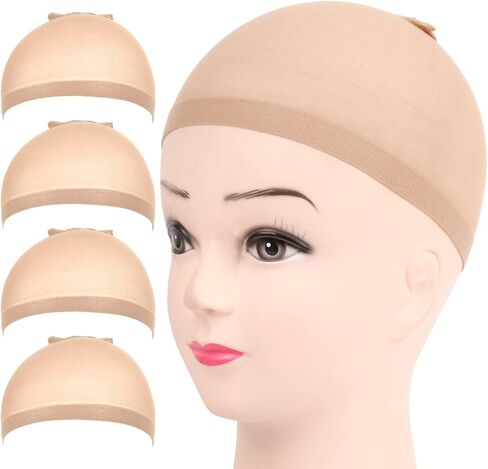 Fandamei HD Nylon Wig Caps Ultra Thin, 4PCS Super Thin Wig Caps Nude, Nylon Wig Cap for Women Stretchy, Natural Transparent HD Wig Caps for Lace Front Wigs. Summer Wear Comfortable Wig Cap(Nude) in Saudi Arabia