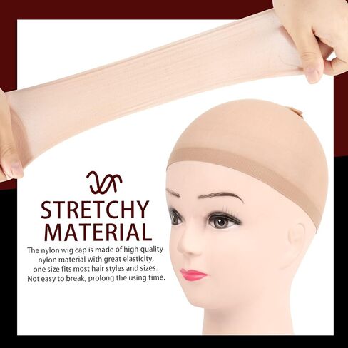 Fandamei HD Nylon Wig Caps Ultra Thin, 4PCS Super Thin Wig Caps Nude, Nylon Wig Cap for Women Stretchy, Natural Transparent HD Wig Caps for Lace Front Wigs. Summer Wear Comfortable Wig Cap(Nude) in Saudi Arabia
