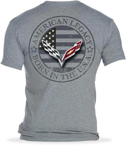 C7 Corvette Men's Short Sleeve T-Shirt - USA Flag Shirt - from The American Legacy Collection - Officially Licensed by GM in Saudi Arabia