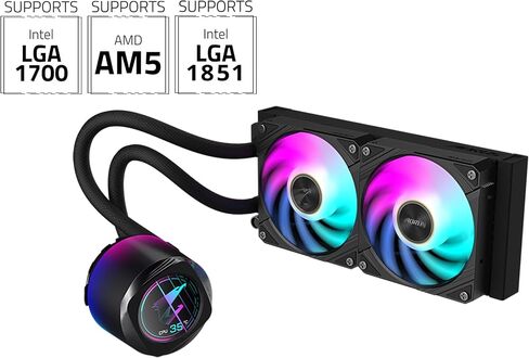 AORUS WATERFORCE X II 360 Liquid CPU Cooler, 360mm Radiator with 3X 120mm Low Noise ARGB Fans, Compatible with Intel LGA1700 and AMD AM5(GP-AORUS WATERFORCE X II 360) in Kuwait
