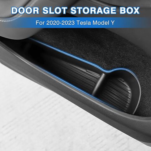 2 قطعة منظم صينية باب السيارة لعام 2021 2022 2023 2024 2025 طراز تسلا Y ملحقات السيارة الأمامية فتحة الباب الأمامي منظم صينية نموذج Y صندوق تخزين جانبي للباب مادة TPE أسود in Kuwait