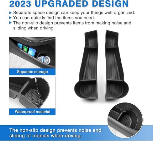 2 قطعة منظم صينية باب السيارة لعام 2021 2022 2023 2024 2025 طراز تسلا Y ملحقات السيارة الأمامية فتحة الباب الأمامي منظم صينية نموذج Y صندوق تخزين جانبي للباب مادة TPE أسود in Kuwait