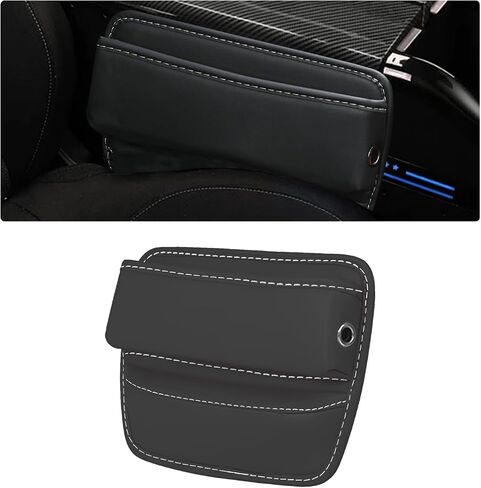 Car Seat Gap Filler, Premium Leather Auto Seat Gap Storage Organizer, Adjustable Car Front Seats Storage Box for Phones, Glasses, Keys, Money, Cards, Universal Vehicle Accessories(Black) in Saudi Arabia