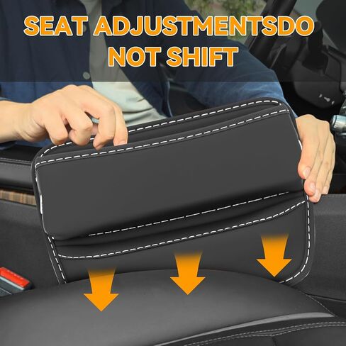 Car Seat Gap Filler, Premium Leather Auto Seat Gap Storage Organizer, Adjustable Car Front Seats Storage Box for Phones, Glasses, Keys, Money, Cards, Universal Vehicle Accessories(Black) in Saudi Arabia