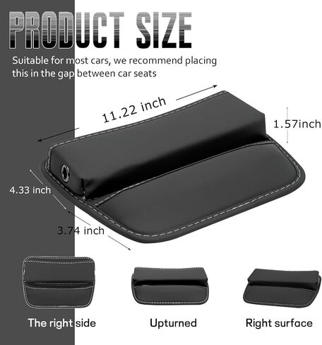 Car Seat Gap Filler, Premium Leather Auto Seat Gap Storage Organizer, Adjustable Car Front Seats Storage Box for Phones, Glasses, Keys, Money, Cards, Universal Vehicle Accessories(Black) in Saudi Arabia