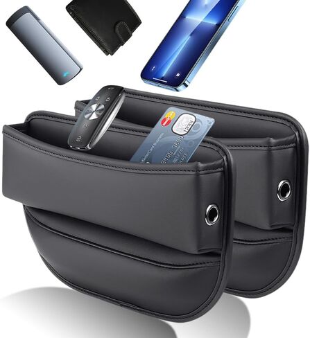 Leather Car Gap Filler Organizer,Universal Car Seat Storage Box,Car Essentials Accessories for Car Small Items in Kuwait