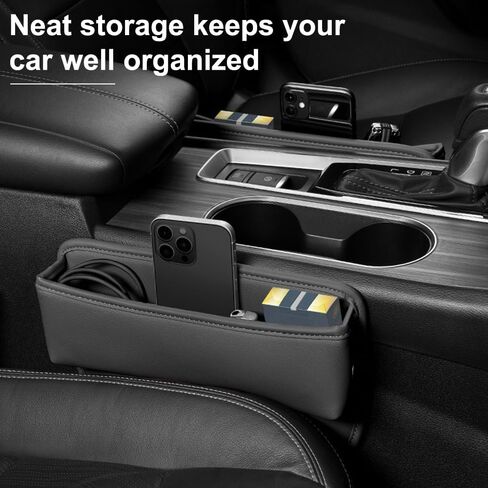 Leather Car Gap Filler Organizer,Universal Car Seat Storage Box,Car Essentials Accessories for Car Small Items in Kuwait