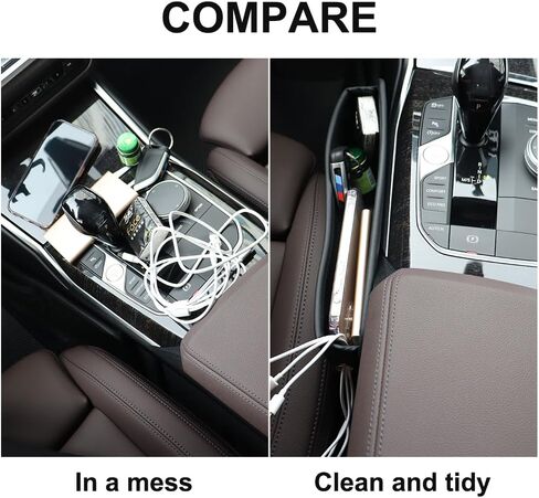 Leather Car Gap Filler Organizer,Universal Car Seat Storage Box,Car Essentials Accessories for Car Small Items in Kuwait