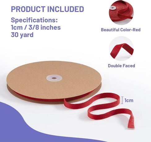 Red Velvet Ribbon Double Faced 3/8 Inch x 30 Yard Red Vintage Velvet Christmas Ribbon for Christmas Tree Crafts Wreath Gift Wrapping Bow Making and Wedding Decoration in Kuwait
