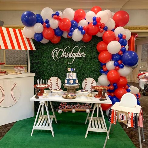 طقم بالونات RUBFAC 140 قطعة باللونين الأحمر والأبيض والأزرق، بالونات الرابع من يوليو، لوازم حفلات التخرج، قوس بالونات وطني لديكورات الحفلات البحرية in Kuwait