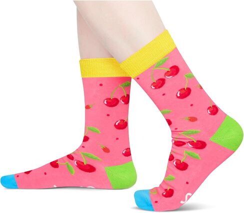 HAPPYPOP Cherry Gifts for Women Teen Girls - Cute Cherry Socks for Cherry Lovers, Valentine's Day Fruit Gifts, Novelty Fruit Socks for Girls, Funny Socks in Saudi Arabia