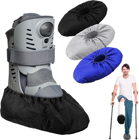 12 Pieces Fracture Walking Boot Cover Recovery Reusable Boot Cover Waterproof Non Skid Foot Brace Cover for Walking Boot Cast Rain Cover, Black Gray Blue in Saudi Arabia