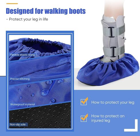 12 Pieces Fracture Walking Boot Cover Recovery Reusable Boot Cover Waterproof Non Skid Foot Brace Cover for Walking Boot Cast Rain Cover, Black Gray Blue in Saudi Arabia