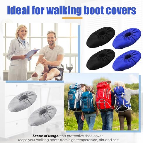12 Pieces Fracture Walking Boot Cover Recovery Reusable Boot Cover Waterproof Non Skid Foot Brace Cover for Walking Boot Cast Rain Cover, Black Gray Blue in Saudi Arabia