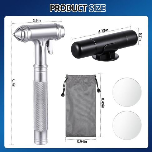 2 حزمة سيارة زجاج الكسارة السلامة المطرقة نافذة الكسارة مع حزام الأمان القاطع السيارات الطوارئ الهروب أداة الهروب (أسود) in Kuwait