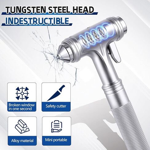 2 حزمة سيارة زجاج الكسارة السلامة المطرقة نافذة الكسارة مع حزام الأمان القاطع السيارات الطوارئ الهروب أداة الهروب (أسود) in Kuwait