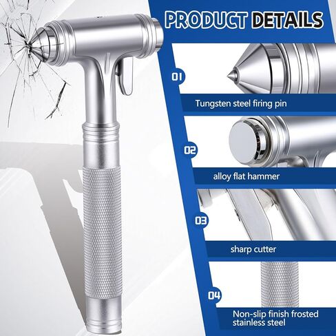 2 حزمة سيارة زجاج الكسارة السلامة المطرقة نافذة الكسارة مع حزام الأمان القاطع السيارات الطوارئ الهروب أداة الهروب (أسود) in Kuwait
