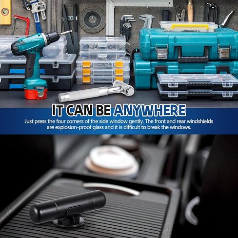 2 حزمة سيارة زجاج الكسارة السلامة المطرقة نافذة الكسارة مع حزام الأمان القاطع السيارات الطوارئ الهروب أداة الهروب (أسود) in Kuwait