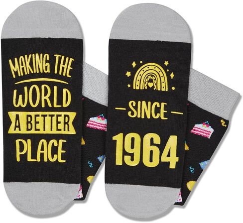 HAPPYPOP 60th Birthday Socks Gifts Ideas - 1964 Birthday Gifts for Middly-Aged Men, Best Gifts for 60 Year Old Parents with Greeting Card in Saudi Arabia