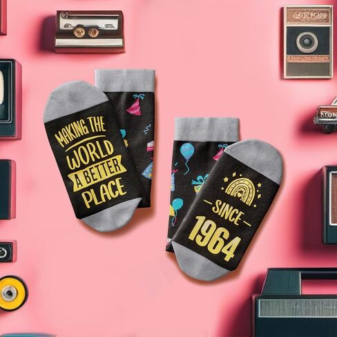 HAPPYPOP 60th Birthday Socks Gifts Ideas - 1964 Birthday Gifts for Middly-Aged Men, Best Gifts for 60 Year Old Parents with Greeting Card in Saudi Arabia