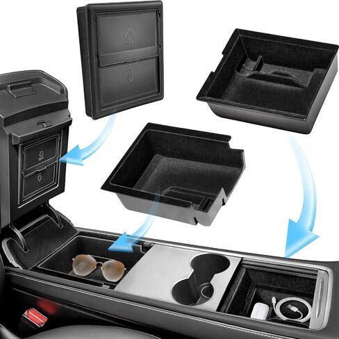 Increased Capacity Tesla Model 3/Y No Looseness Center Console Cup Holder Insert for Tesla Model 3/Y [2021-2024, NOT FIT 2024 Model 3] - Tesla Center Console Interior Essential Accessories in Saudi Arabia
