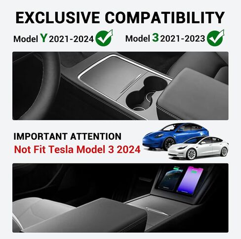 Increased Capacity Tesla Model 3/Y No Looseness Center Console Cup Holder Insert for Tesla Model 3/Y [2021-2024, NOT FIT 2024 Model 3] - Tesla Center Console Interior Essential Accessories in Saudi Arabia