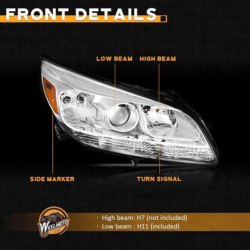 for 2013 2014 Malibu Eco / 2013-2015 Chevy Malibu (LT, LTZ) Headlights, Headlamp Replacement for 13-14 Malibu Eco / 13-15 Chevy Malibu (LT, LTZ) Chrome Housing Amber Reflector Left Side in Saudi Arabia