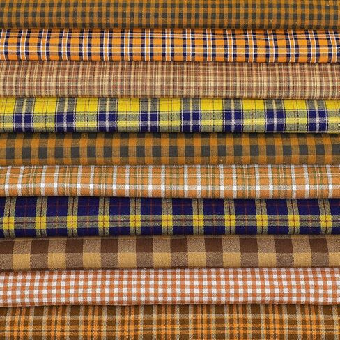 10 Pcs Fall Fabric 18 x 22 Inch Plaid Homespun Fabric Squares Precut Autumn Thanksgiving Fabric Bundle for Scrapbooking Cloth Sewing Handmade Bag DIY Craft, 10 Styles in Saudi Arabia