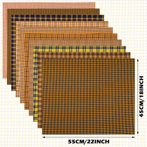 10 Pcs Fall Fabric 18 x 22 Inch Plaid Homespun Fabric Squares Precut Autumn Thanksgiving Fabric Bundle for Scrapbooking Cloth Sewing Handmade Bag DIY Craft, 10 Styles in Saudi Arabia