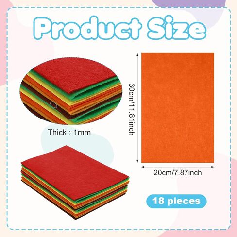 Felt Sheets for Crafts, 18PCS 11.81 x 7.87inch Wool Stiff Felt Sheets Soft Fabric Skin Felt DIY Patchwork Rug Arts and Crafts Fabric Pieces (Brown) in Saudi Arabia
