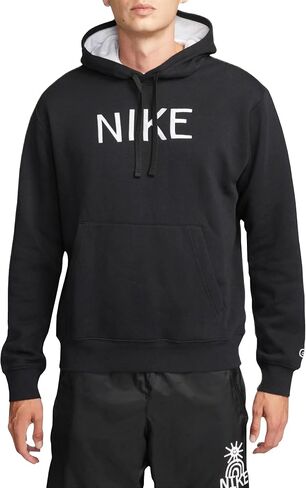 Nike Sportswear Men's Club Fleece Hoodie (as1, alpha, x_l, regular, regular, Black/White Embroidered Big Nike) in Saudi Arabia