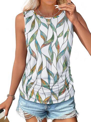 OFEEFAN Womens Ruched Tank Tops Crewneck Casual Summer Tops Basic Sleeveless Shirts in Saudi Arabia