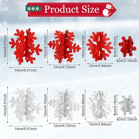 Wenqik 16 Pcs Winter Wooden Snowflake Decor Christmas Winter Snowflake Tabletop Decorations 3D Snowflake Table Signs Standing Centerpiece Tiered Tray Decorations for Party(Red White) in Kuwait