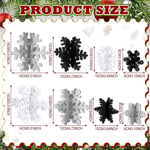 Wenqik 16 Pcs Winter Wooden Snowflake Decor Christmas Winter Snowflake Tabletop Decorations 3D Snowflake Table Signs Standing Centerpiece Tiered Tray Decorations for Party(Red White) in Kuwait