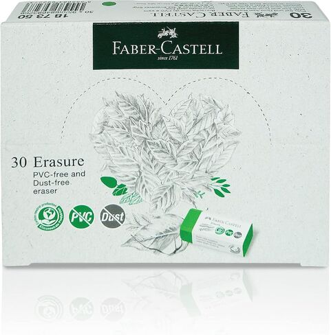 Faber-Castell Erasure Eraser PVC-Free and Dust Free Eraser (Box 30), Premium Quality, Environmentally Friendly, Health-Concerned, Safe for Kids. in Saudi Arabia