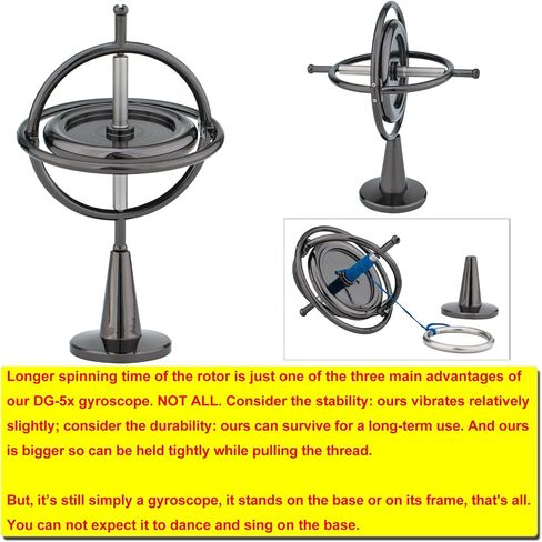DjuiinoStar Heavy Duty Gyroscope (CNC Machined Solid Steel Rotor): Stable&Robust (Pass 2nd Floor Drop Test); Long Spin Time (More Tricks); Premium Fidget Toy, Magic Anti-Gravity Gear DG-5PROLite-03 in Kuwait
