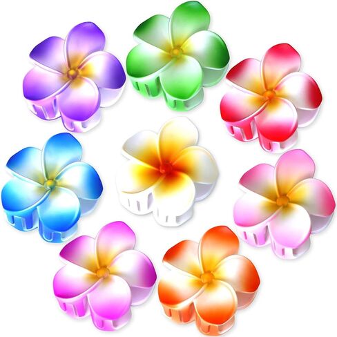 8pcs Flower Claw Clip Flower Hair Clips Hawaiian Hair Clips Large Cute Claw Clip Daisy Hair Clips Strong Hold Nonslip Hawaii Clips Plumeria Hair Barrettes for Women Girls Friend Gift in Saudi Arabia