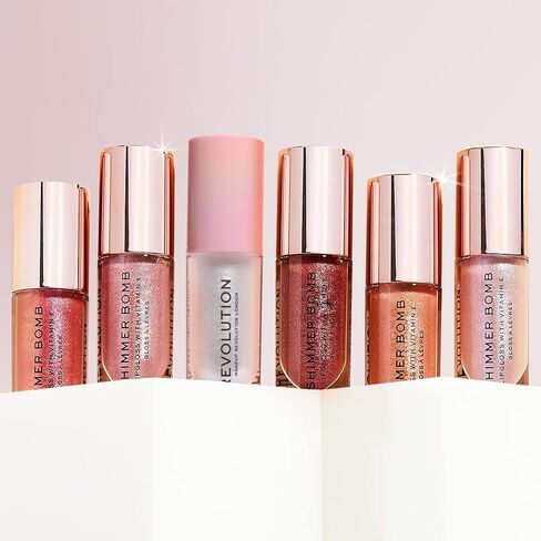 Revolution Shimmer Bomb Lip Gloss, Lip Tint Infused With Vitamin E, Shimmery Finish, Comes In 6 Colors, Blaze in Saudi Arabia