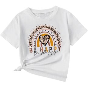 SweatyRocks Girl's Heart Graphic T Shirts Short Sleeve Round Neck Summer Tee Tops