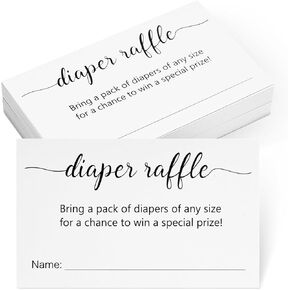 KINGLAKE Diaper Raffle Tickets, 3.5" x 2" Diaper Raffle Cards for Baby Shower, 50 Pcs White Diaper Raffle Invitations Inserts Card, Diaper Wipes Raffle Tickets With Name Line for Baby Shower